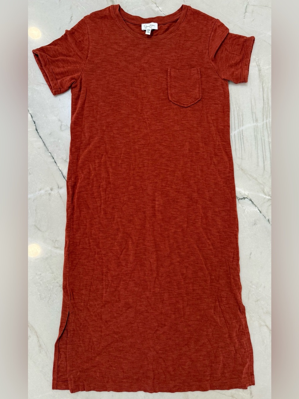 Jessica Simpson Maxi Womens Rust Orange Slub Knit T-Shirt Dress Size M